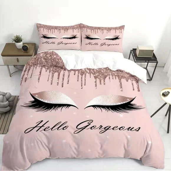 NWT - Hello Gorgeous Blush Pink Duvet and Pillow Sham - Picture 1 of 1